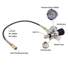 TUXING 4500psi Paintball Filling Station with Hose for PCP Air Tank M18*1.5