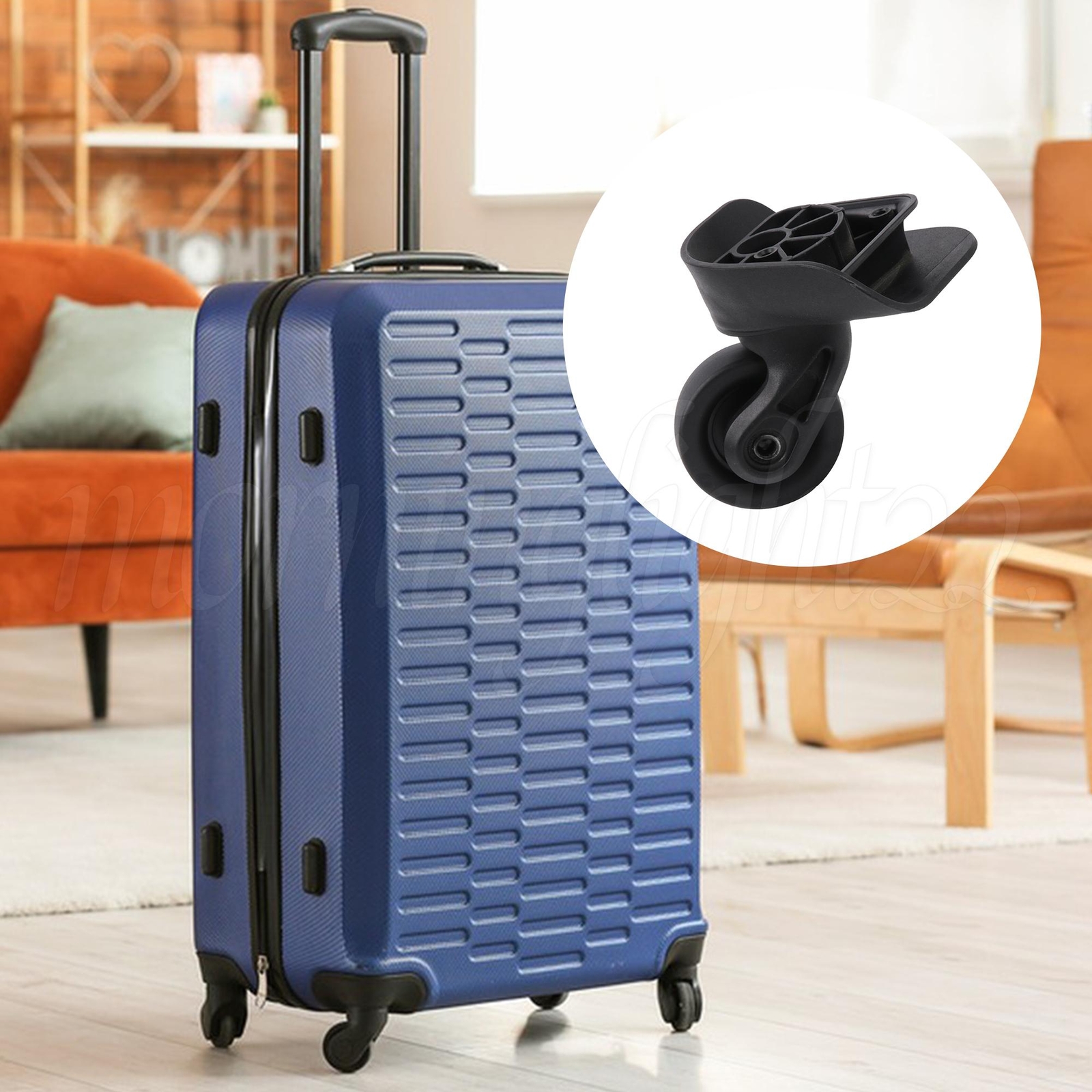 Suitcase Mute Roller Wheels 3.23 Inch W237 Right with Screwdriver Set of 3 Black-image