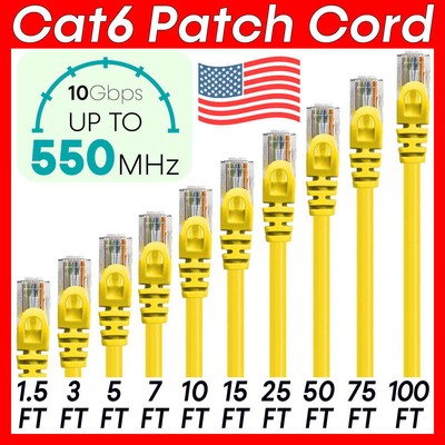 Yellow Cat6 Patch Cord Lan Ethernet Cat6 Cable Internet Router Network Wire LOT