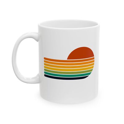 Retro Sunrise Ceramic Mug, Coffee Cup, Eco-Friendly Gift, Gift For, Coffee