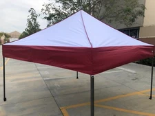 10x10 Pop Up Ezup style Instant Canopy Tent set - Red & White Frame w/ Tent Top