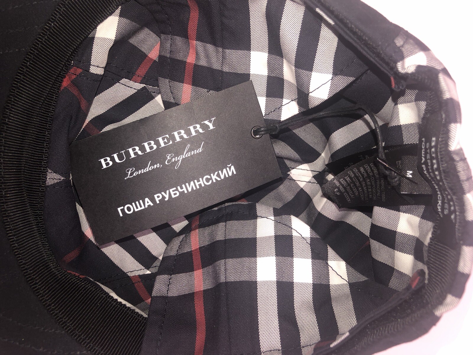Burberry  x Gosha Rubchinskiy Cap M  Navy Check Japanese Style Made In Italy NEW image 9
