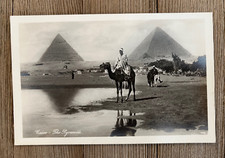 Vintage Postcard Pyramids Cairo Egypt Camels Giza Egyptian RPPC Nile
