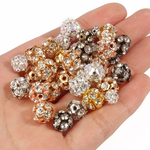 50pcs Ab Rhinestone Balls Multicolor Crystal Round Loose Spacer Beads Accessory - Picture 35 of 54