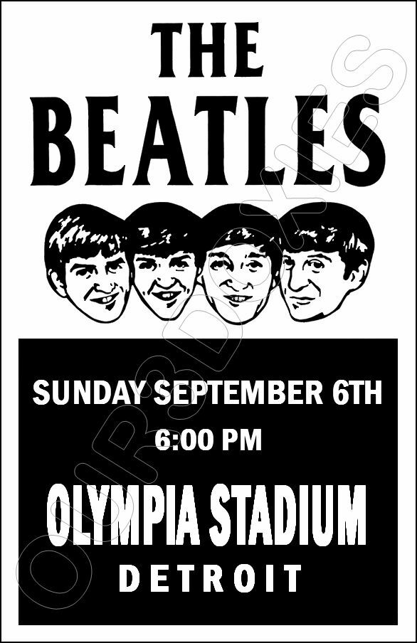 1964 Beatles Concert Poster 11X17 Olympia Stadium Detroit Michigan