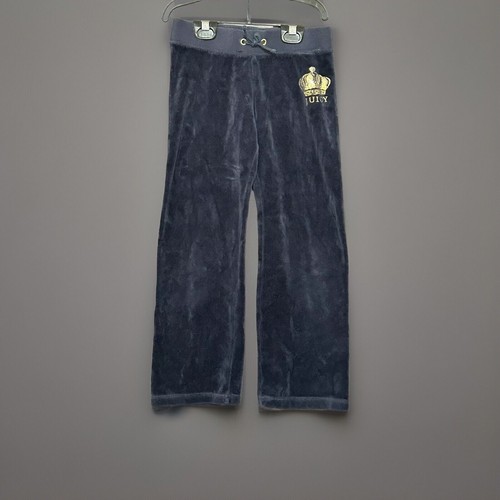 Y2K Juicy Couture Tracksuit Girls M /8/10 Navy Blue Plush Velour Jacket & Pants - Picture 10 of 14