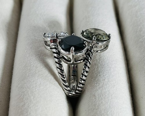 Premier Designs Jewelry - City Girl ring Smoky Topaz Silver - Choose Your Size - Picture 3 of 7