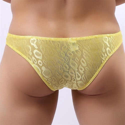 Mens Lace Low Rise G-string Gay Brief Sexy See-Through Panties Thong Underwear ♡ - Picture 13 of 32