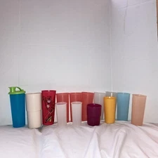 Lot of 12 TUPPERWARE TUMBLERS Miscellaneous size And Color