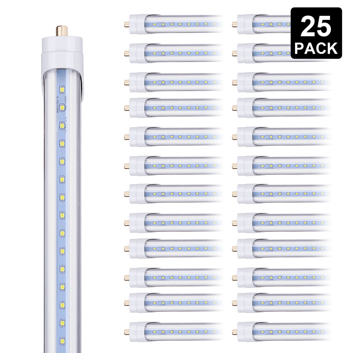 25-Pack 8FT T8 T12 Single Pin 45W LED Tube Lights for Shops