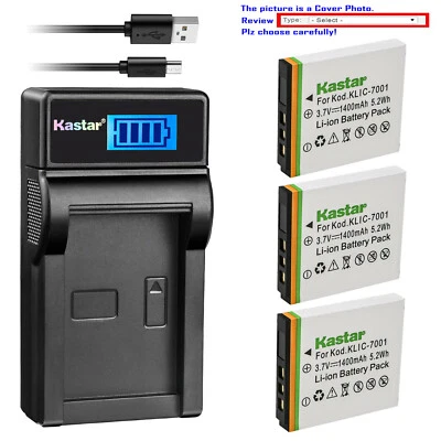 Kastar Battery LCD Charger for Kodak KLIC-7001 Kodak EasyShare M753 Zoom Camera