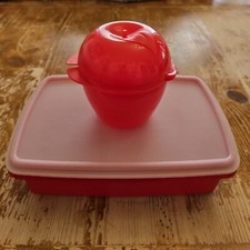 Tupperware Tuppercraft Stow-N-Go Organizer 767-14 & Apple Fruit Locker 4941A-3