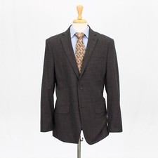Calvin Klein 42L Brown Sport Coat Blazer Jacket Check 2B Wool