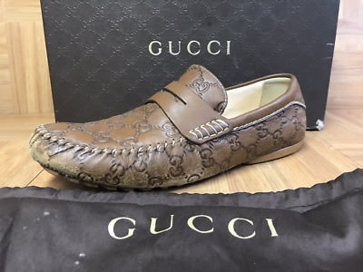 RARE? GUCCI Guccisima Margaux Calf Brown Leather Loafers 