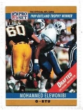 1990 Pro Set Football #20 Mohammed Elewonibi RC Stripe Master Set Builder Card