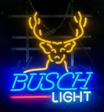 Deer Buck Hunting Hunters Beer Lager Neon Sign 19"x15" Lamp Light Bar Real Glass