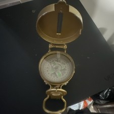 Vintage Brass Liquid Filled Maritime Lensatic Compass with Glass and Case
