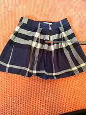 Burberry Girl  s Navy Gray Plaid Pleated Short Skirt Size 6 Cotton Zip
