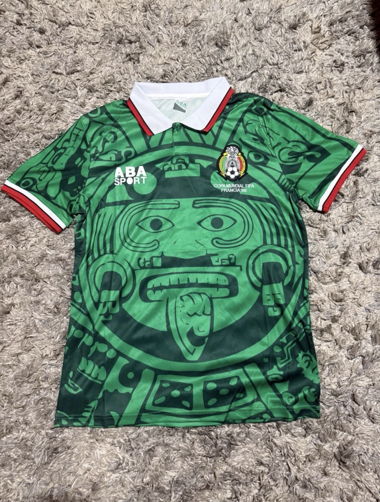 ABA Sport Mexico Copa Mundial FIFA Francia 98 Soccer Jersey Green: SIZE S