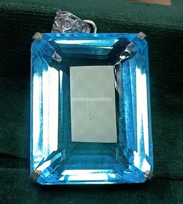 Elegant 213.20 Ct Emerald Cut Natural Aquamarine Pendant IGL 925 Silver 5ANT