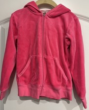 Juicy Couture Girls Velour Track Jacket Pink Dog Hooded Zip Front Y2K Sz 6