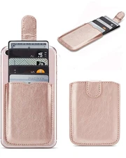 Phone Card Holder RFID Sleeve, Pu Leather Back Phone Wallet Stick-On Pull 5 C...