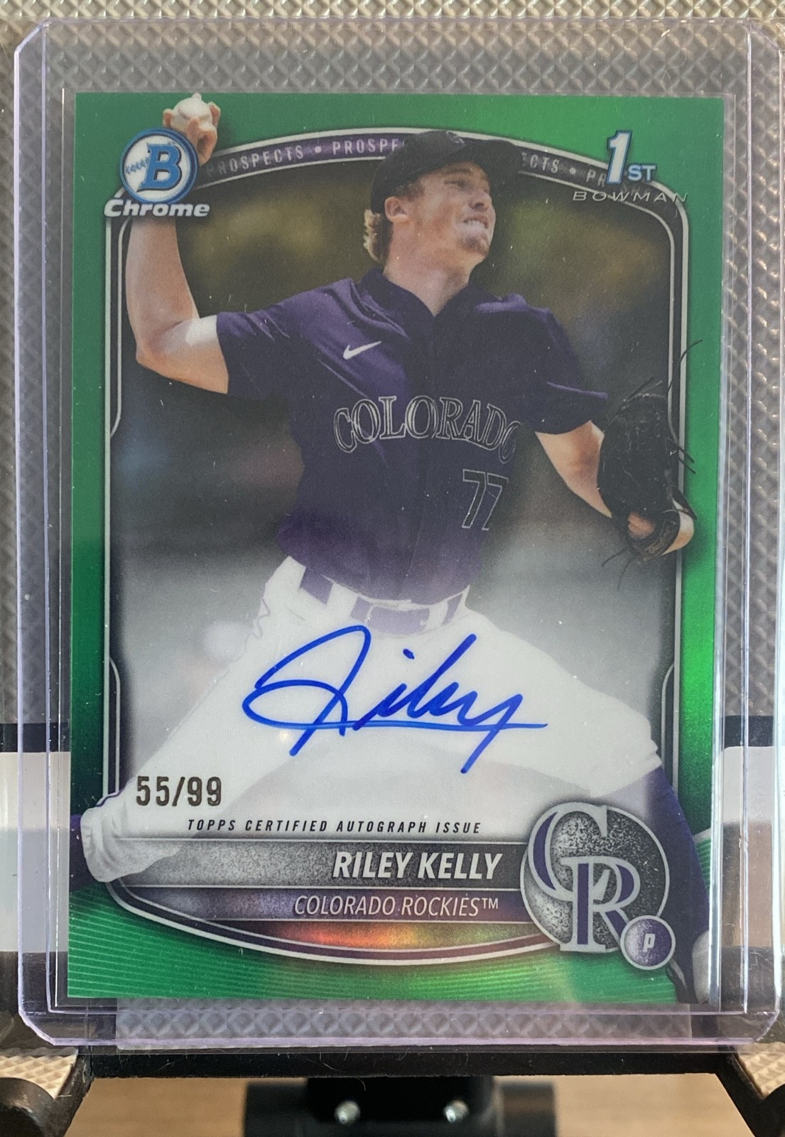 2025 Bowman Draft -Chrome Prospect Auto Riley Kelly #CPA-RK Green Refractor /99 view 2