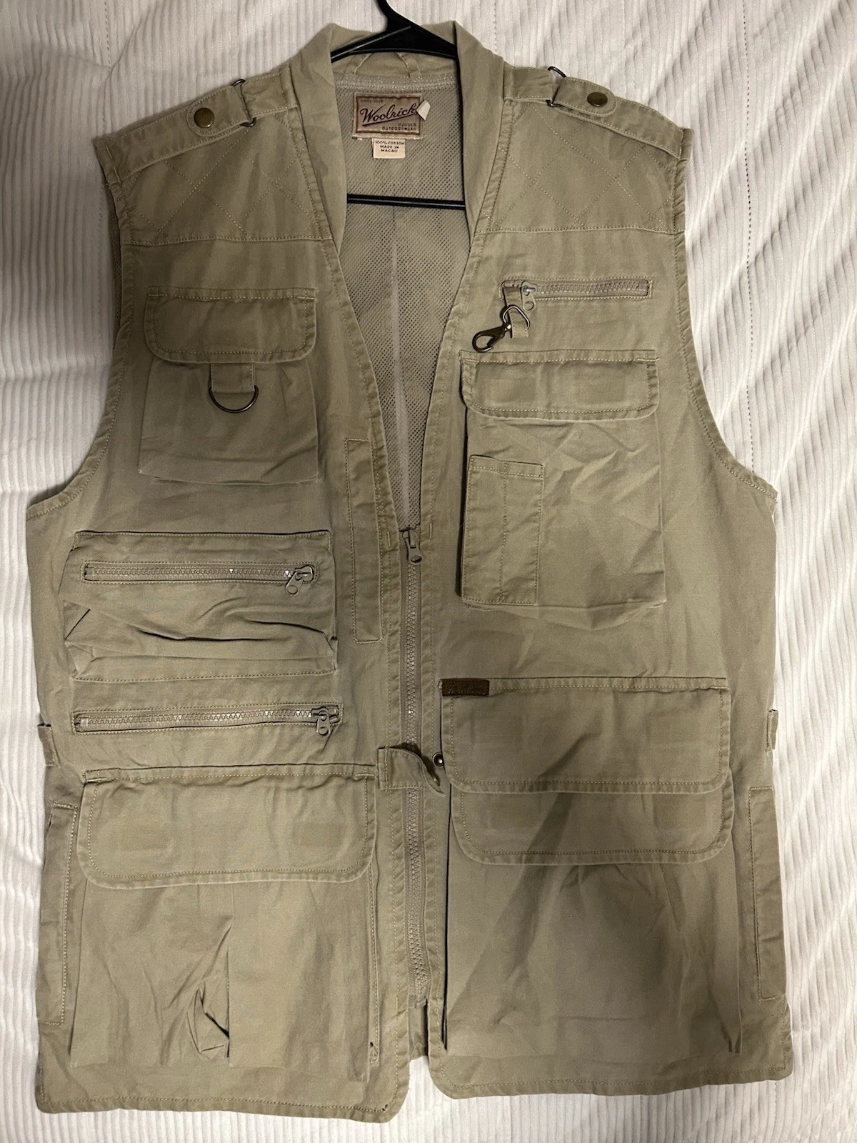 Woolrich Vest Men's M Khaki Beige Safari Hunting Fishing Tactical Utility VTG