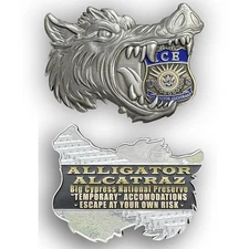 BL12-11 ICE Agent Alligator Alcatraz Hog Wild Boar Challenge Coin HSI Border Pat