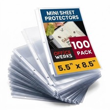Sheet Protectors 5.5 x 8.5, 100 Pack Heavyweight Clear Mini Page Protectors for