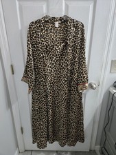 Vintage CRUZ Leapord Print Robe Nightgown Set Size M Blanche Devereaux