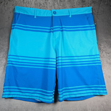 Ocean Pacific Flex 4 Way Stretch OP Board Shorts Mens 38 Blue Stripes Swim Trunk