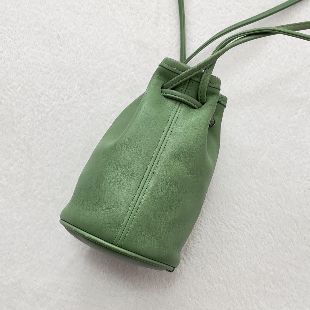 Vintage Coach Littleton Drawstring Mini Pouch Green 6.3x6.3