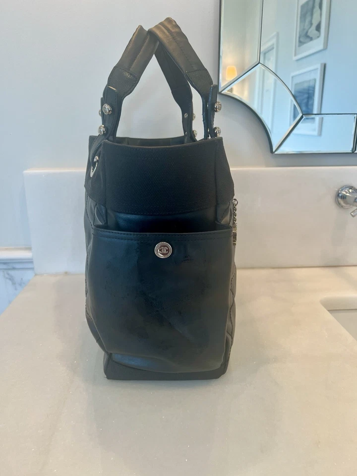 Bolso de Mano Acolchado CHANEL Paris-Biarritz PM Negro Lona/Cuero Foto 4 de 4