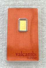 Valcambi Mint 1 gram gold bar in New Assay card of 999.9 fine gold 1g bar