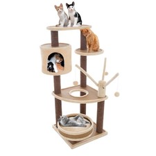 6-Tier Cat Tower Cushioned Pet Bed, Napping Perches, Kitty Condo Hut