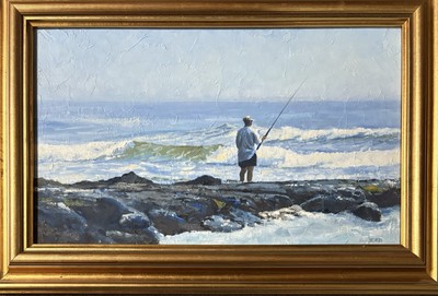 Michael Budden original oil on board  Fisherman 