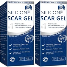 100% Silicone Scar Gel 2 Pack: 2 x 1.06oz Tubes for Surgical Scars..Exp-04/2028.