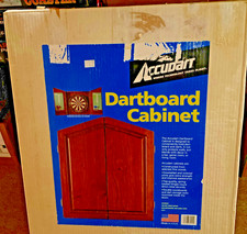 Vintage 1977 Accudart Dart Wood Wooden Cabinet Board Man cave Game Room NIB