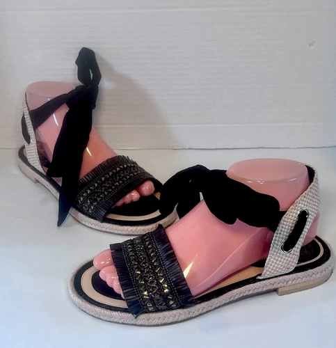 Sandali alla caviglia Vince Camuto Kimano taglia 8M allacciati neri naturali