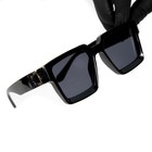 Classic Black Thick Square Frame Gold Trim Chunky Black Tinted Lens Sunglasses