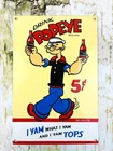 VINTAGE POPEYE 5c CARTOON SAILOR SODA POP GASOLINE OIL DISNEY PORCELAIN GAS SIGN