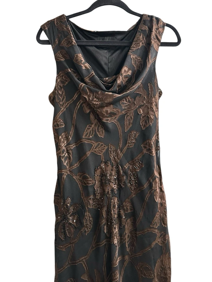 Vestido Midi Vintage Terciopelo Burnout Capucha Cuello Cuentas Capricho Y2K Hada Talla L Foto 2 de 4