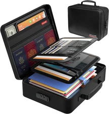 Fireproof Document Bag with Lock Fireproof Waterproof File Organizer Bag 5 La...