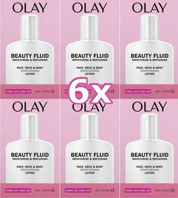   6x Olaz Olay Beauty Fluid Gesichtscreme Hals Körper Feuchtigkeit. 1200 ML 
