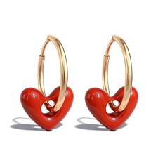 Valentines Day Gifts for Her Red Heart Bow Earrings Dangle Sparkly Rhinestone...