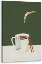 Modern Coffee Wall Art, Funny Diver Wall Decor, Vintage Kitchen Wall Decor, Mini