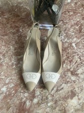 Salvatore Ferragamo Cream Beige Leather Pointed Toe Slingback Pump 7B EUC, 595