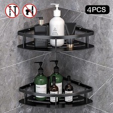 4PCS Shower Caddy Bathroom Suction Shelf Storage Shampoo Soap Holder No Drill