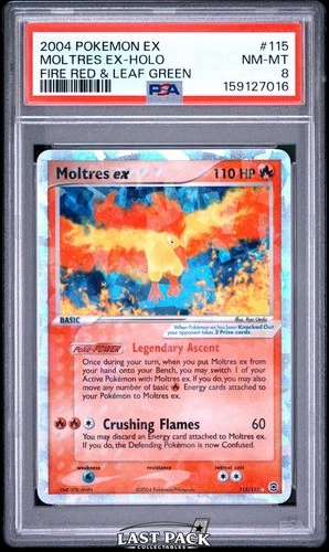 Moltres EX Holo 115 Fire Red & Leaf Green Pokemon PSA 8